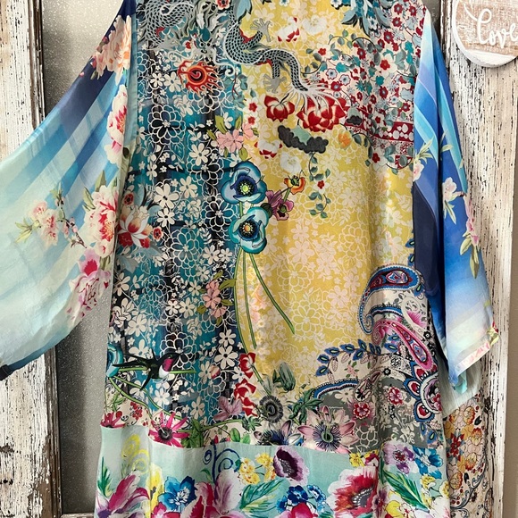 Johnny Was Silk Patchwork Kimono - L - Picture 2 of 8